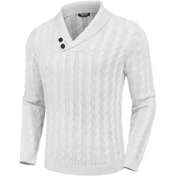 COOFANDY Men's Shawl Collar Pullover Sweater Slim Fit Casual Button Cable Knit Sweaters
