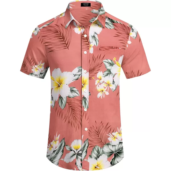 COOFANDY Mens Casual Linen Shirt Short Sleeve Button Down Shirt Summer Beach Hawaiian Shirts