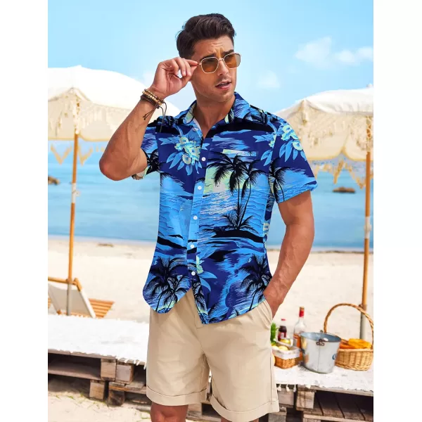 COOFANDY Mens Casual Linen Shirt Short Sleeve Button Down Shirt Summer Beach Hawaiian Shirts