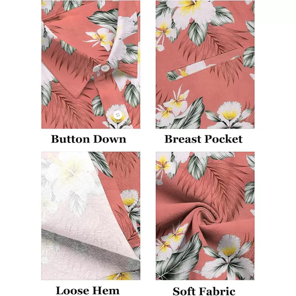 COOFANDY Mens Casual Linen Shirt Short Sleeve Button Down Shirt Summer Beach Hawaiian Shirts