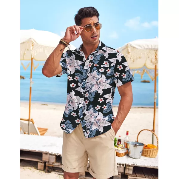 COOFANDY Mens Casual Linen Shirt Short Sleeve Button Down Shirt Summer Beach Hawaiian Shirts