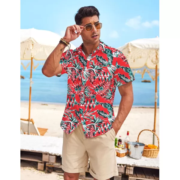 COOFANDY Mens Casual Linen Shirt Short Sleeve Button Down Shirt Summer Beach Hawaiian Shirts