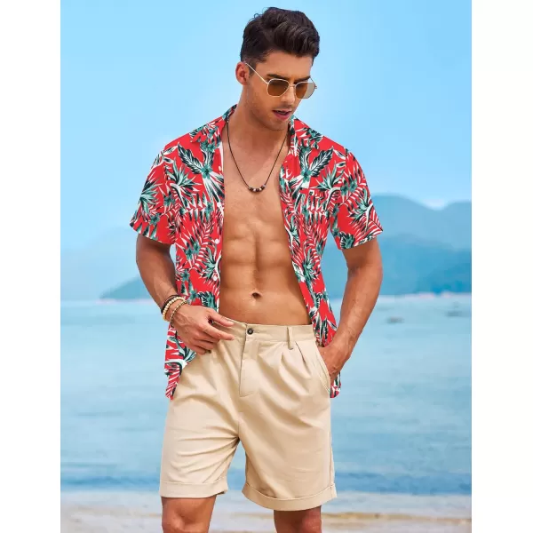 COOFANDY Mens Casual Linen Shirt Short Sleeve Button Down Shirt Summer Beach Hawaiian Shirts