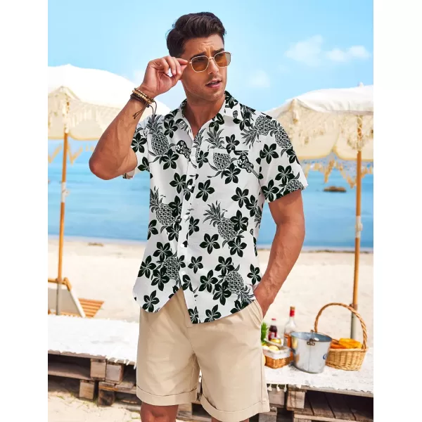 COOFANDY Mens Casual Linen Shirt Short Sleeve Button Down Shirt Summer Beach Hawaiian Shirts