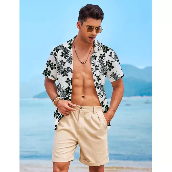 COOFANDY Mens Casual Linen Shirt Short Sleeve Button Down Shirt Summer Beach Hawaiian Shirts