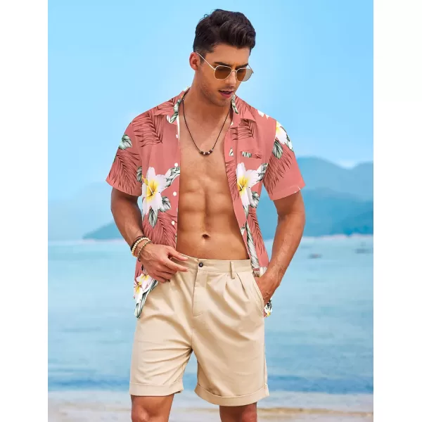 COOFANDY Mens Casual Linen Shirt Short Sleeve Button Down Shirt Summer Beach Hawaiian Shirts