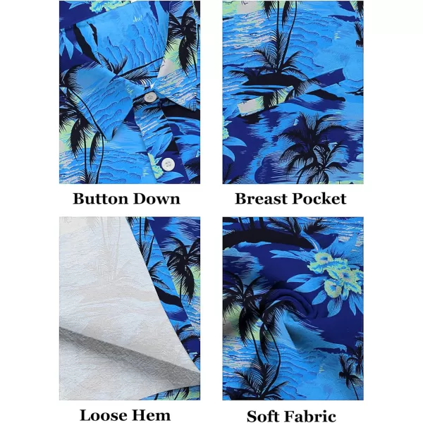 COOFANDY Mens Casual Linen Shirt Short Sleeve Button Down Shirt Summer Beach Hawaiian Shirts