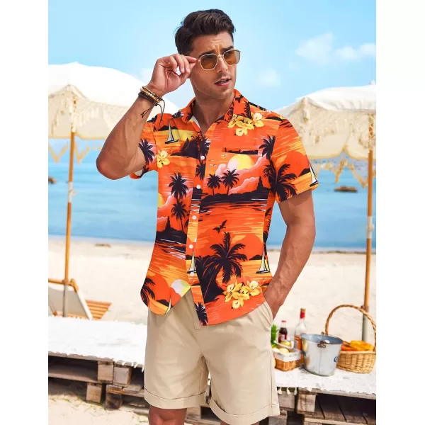 COOFANDY Mens Casual Linen Shirt Short Sleeve Button Down Shirt Summer Beach Hawaiian Shirts