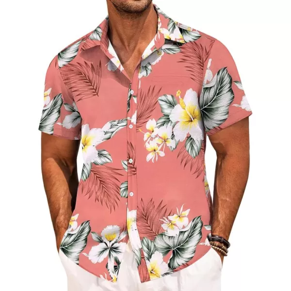 COOFANDY Mens Casual Linen Shirt Short Sleeve Button Down Shirt Summer Beach Hawaiian Shirts