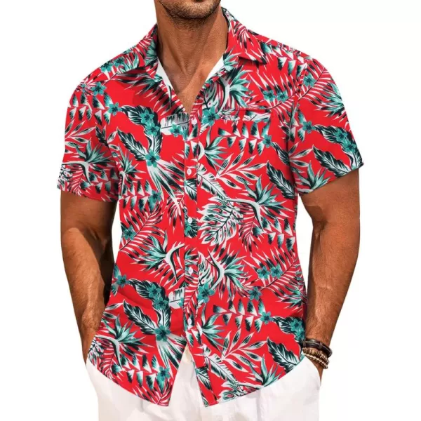 COOFANDY Mens Casual Linen Shirt Short Sleeve Button Down Shirt Summer Beach Hawaiian Shirts