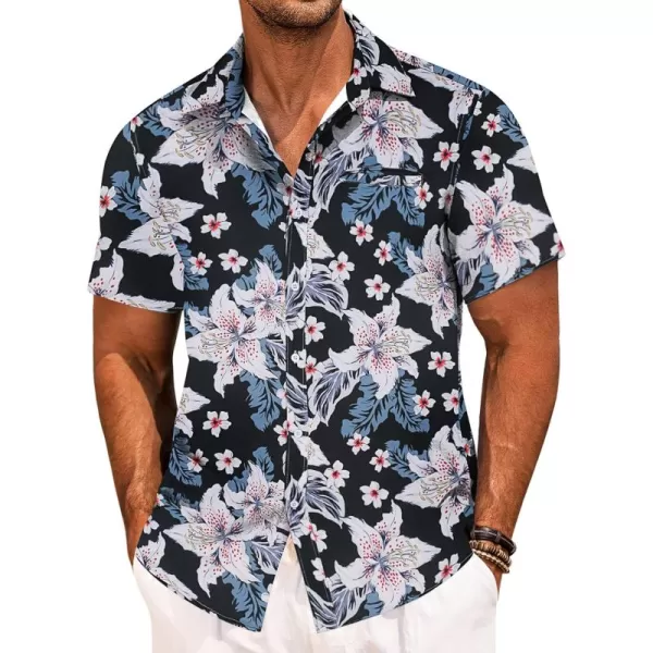 COOFANDY Mens Casual Linen Shirt Short Sleeve Button Down Shirt Summer Beach Hawaiian Shirts