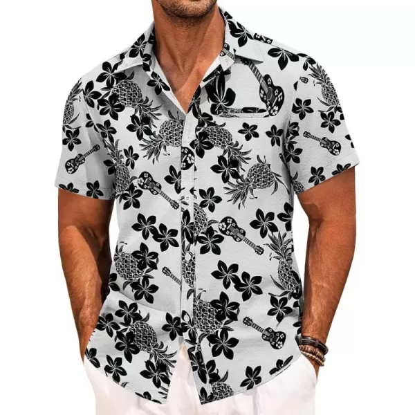 COOFANDY Mens Casual Linen Shirt Short Sleeve Button Down Shirt Summer Beach Hawaiian Shirts