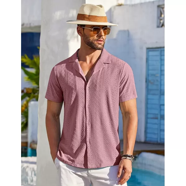 COOFANDY Mens Beach Shirt Short Sleeve Button Down Shirts Casual Cuban Collared Summer Vacation Tropical Shirts