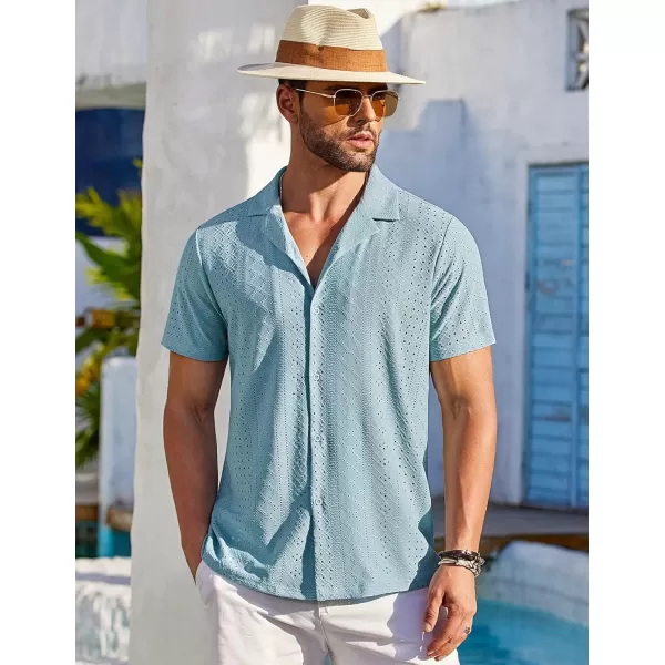 COOFANDY Mens Beach Shirt Short Sleeve Button Down Shirts Casual Cuban Collared Summer Vacation Tropical Shirts