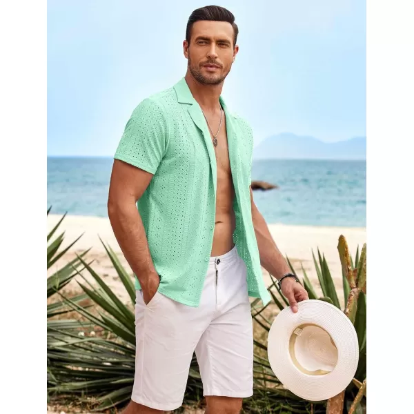 COOFANDY Mens Beach Shirt Short Sleeve Button Down Shirts Casual Cuban Collared Summer Vacation Tropical Shirts