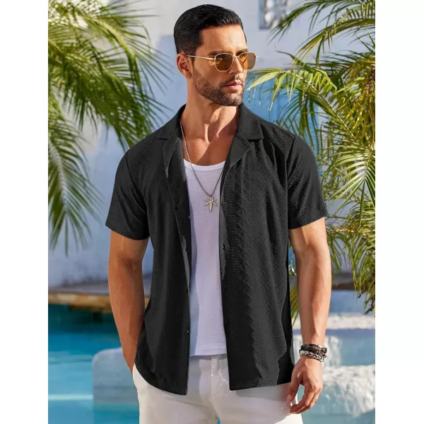 COOFANDY Mens Beach Shirt Short Sleeve Button Down Shirts Casual Cuban Collared Summer Vacation Tropical Shirts