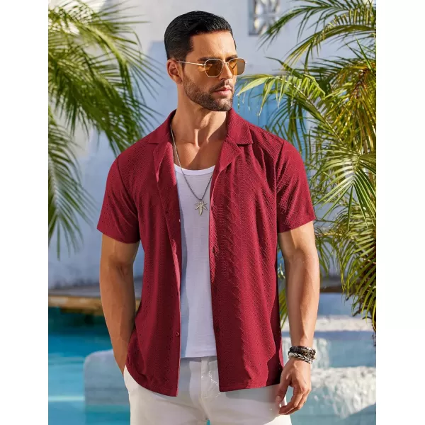COOFANDY Mens Beach Shirt Short Sleeve Button Down Shirts Casual Cuban Collared Summer Vacation Tropical Shirts