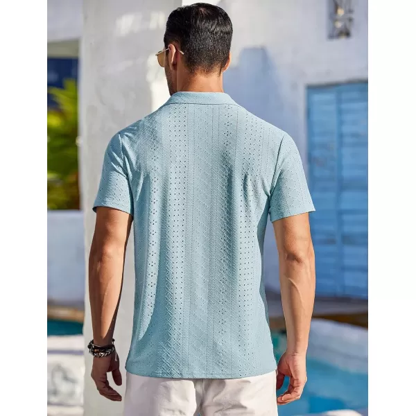 COOFANDY Mens Beach Shirt Short Sleeve Button Down Shirts Casual Cuban Collared Summer Vacation Tropical Shirts