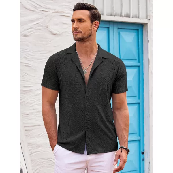 COOFANDY Mens Beach Shirt Short Sleeve Button Down Shirts Casual Cuban Collared Summer Vacation Tropical Shirts