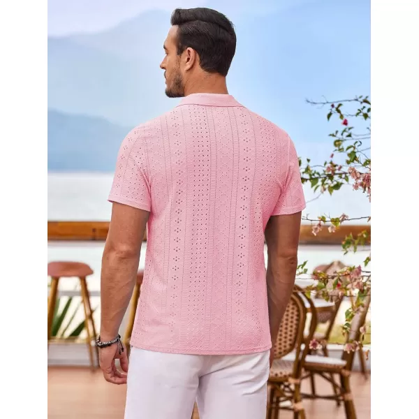 COOFANDY Mens Beach Shirt Short Sleeve Button Down Shirts Casual Cuban Collared Summer Vacation Tropical Shirts