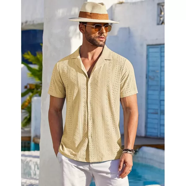 COOFANDY Mens Beach Shirt Short Sleeve Button Down Shirts Casual Cuban Collared Summer Vacation Tropical Shirts