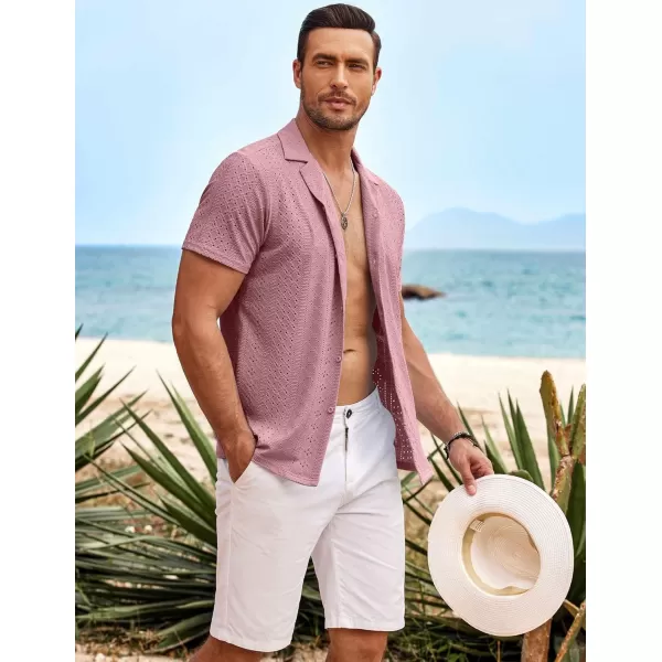 COOFANDY Mens Beach Shirt Short Sleeve Button Down Shirts Casual Cuban Collared Summer Vacation Tropical Shirts