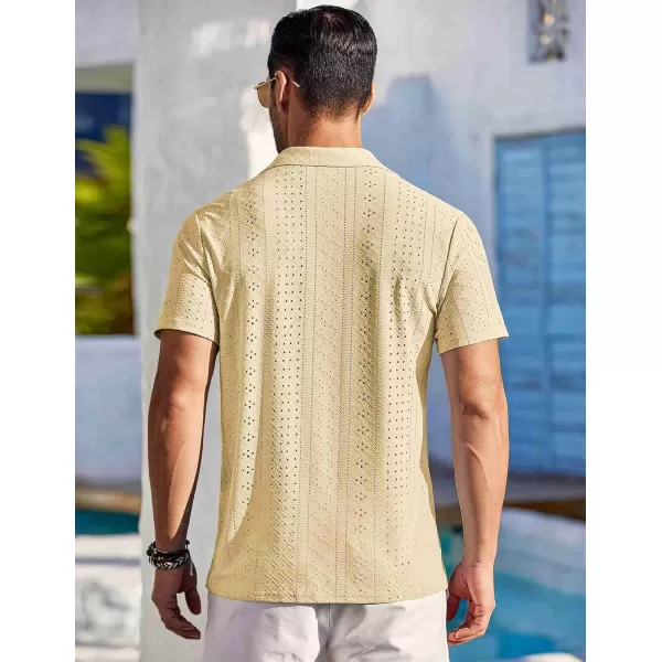 COOFANDY Mens Beach Shirt Short Sleeve Button Down Shirts Casual Cuban Collared Summer Vacation Tropical Shirts
