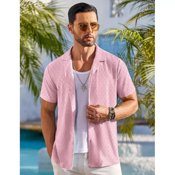 COOFANDY Mens Beach Shirt Short Sleeve Button Down Shirts Casual Cuban Collared Summer Vacation Tropical Shirts