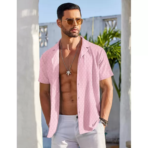 COOFANDY Mens Beach Shirt Short Sleeve Button Down Shirts Casual Cuban Collared Summer Vacation Tropical Shirts
