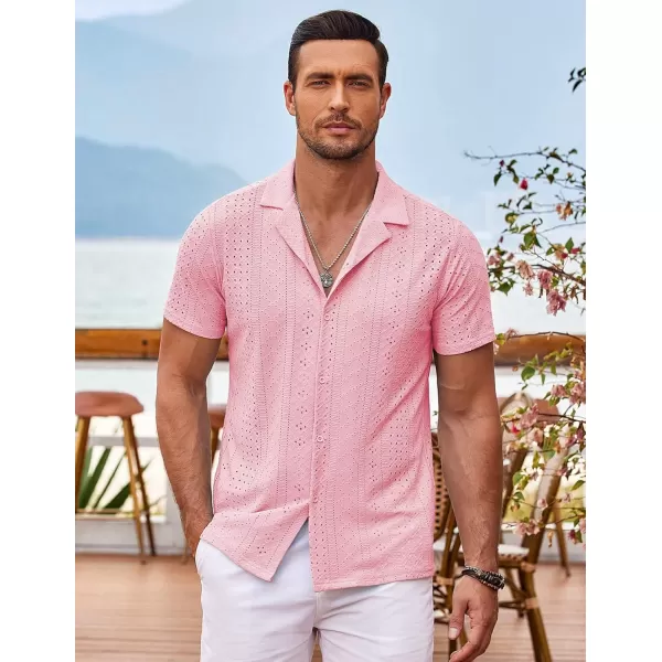 COOFANDY Mens Beach Shirt Short Sleeve Button Down Shirts Casual Cuban Collared Summer Vacation Tropical Shirts
