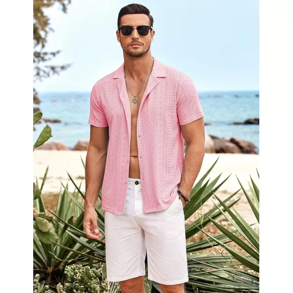 COOFANDY Mens Beach Shirt Short Sleeve Button Down Shirts Casual Cuban Collared Summer Vacation Tropical Shirts