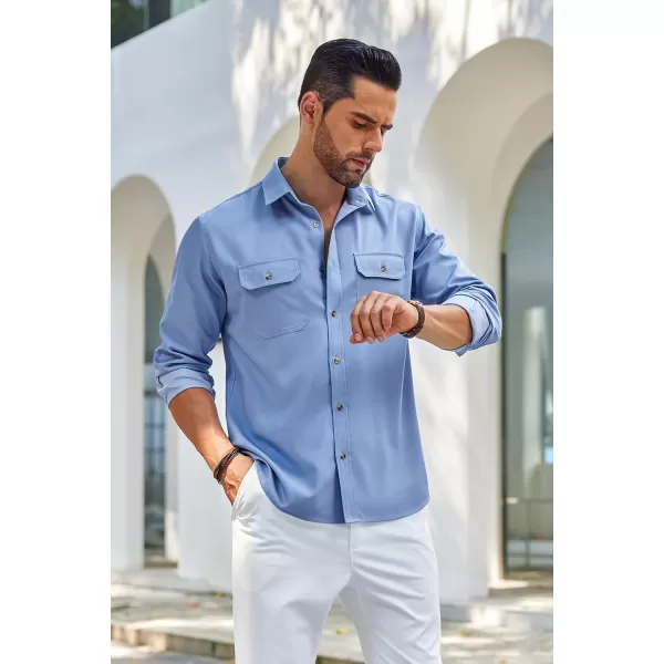 COOFANDY Mens Casual Button Down Shirts Long Sleeve Wrinkle-Free Shirt Lightweight Shirt Jacket