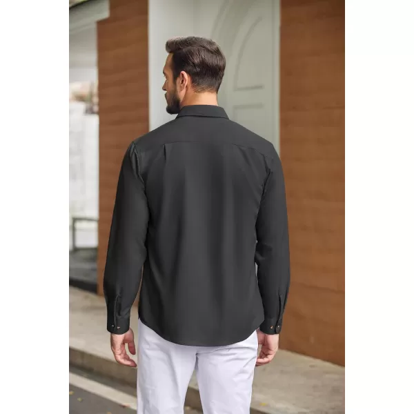 COOFANDY Mens Casual Button Down Shirts Long Sleeve Wrinkle-Free Shirt Lightweight Shirt Jacket