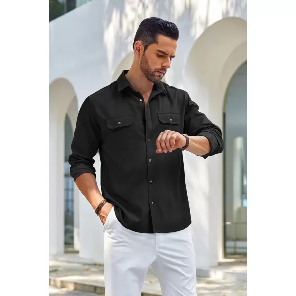 COOFANDY Mens Casual Button Down Shirts Long Sleeve Wrinkle-Free Shirt Lightweight Shirt Jacket