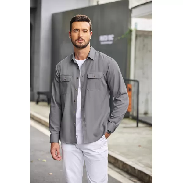 COOFANDY Mens Casual Button Down Shirts Long Sleeve Wrinkle-Free Shirt Lightweight Shirt Jacket