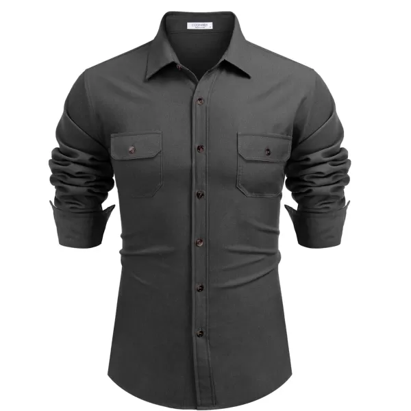 COOFANDY Mens Casual Button Down Shirts Long Sleeve Wrinkle-Free Shirt Lightweight Shirt Jacket