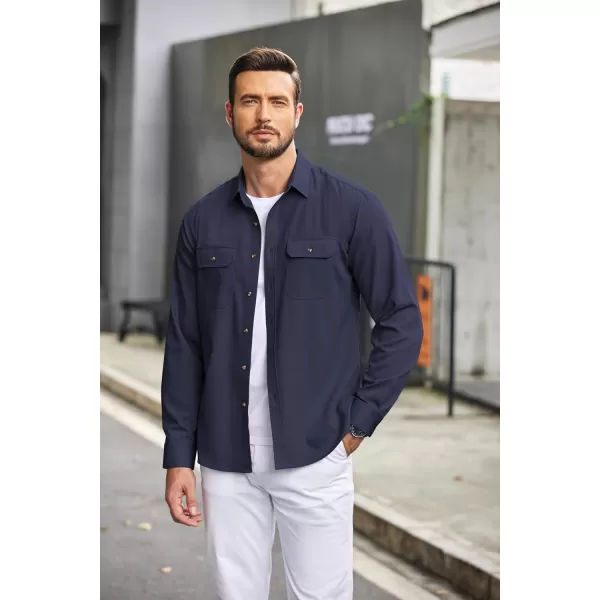 COOFANDY Mens Casual Button Down Shirts Long Sleeve Wrinkle-Free Shirt Lightweight Shirt Jacket