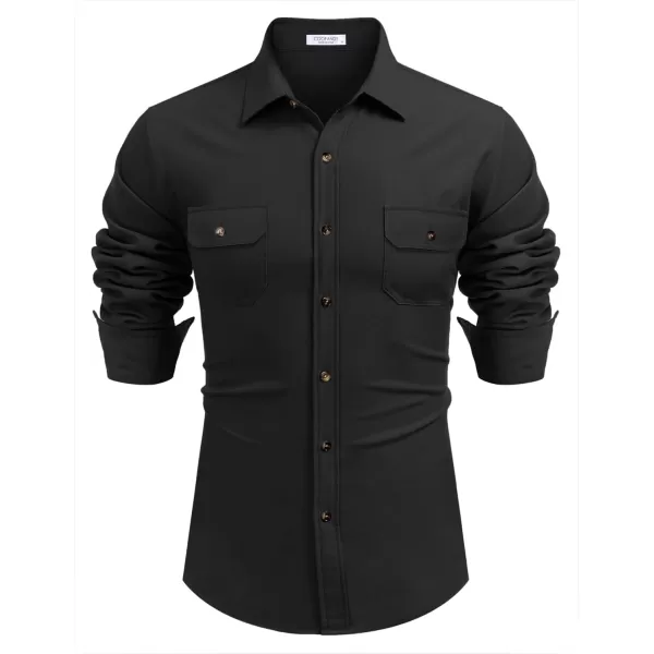 COOFANDY Mens Casual Button Down Shirts Long Sleeve Wrinkle-Free Shirt Lightweight Shirt Jacket