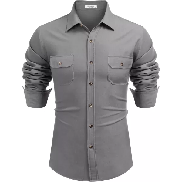 COOFANDY Mens Casual Button Down Shirts Long Sleeve Wrinkle-Free Shirt Lightweight Shirt Jacket