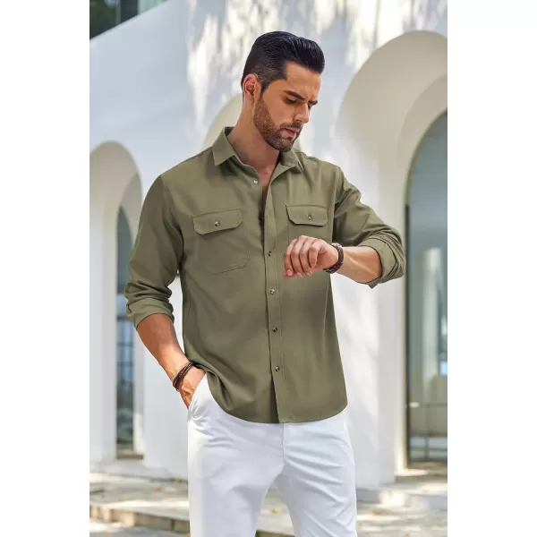 COOFANDY Mens Casual Button Down Shirts Long Sleeve Wrinkle-Free Shirt Lightweight Shirt Jacket