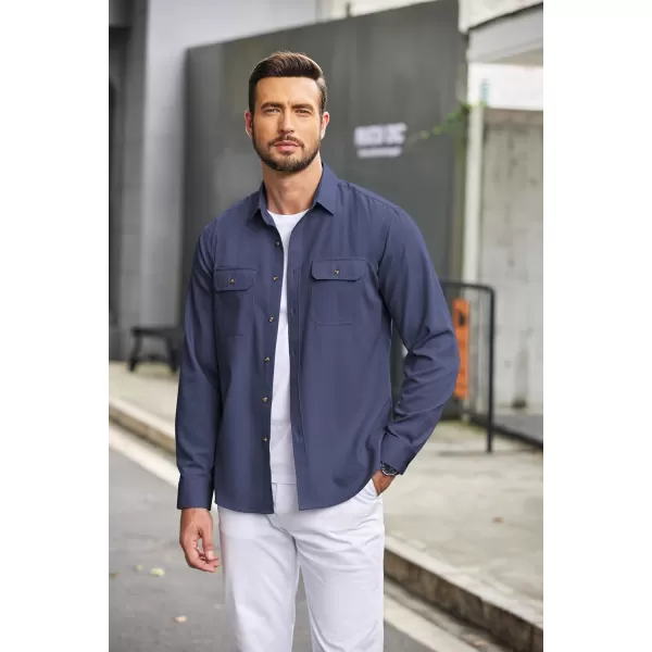 COOFANDY Mens Casual Button Down Shirts Long Sleeve Wrinkle-Free Shirt Lightweight Shirt Jacket