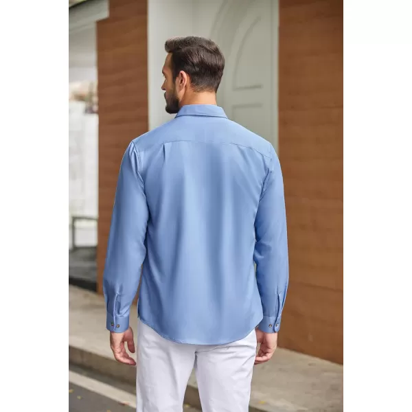 COOFANDY Mens Casual Button Down Shirts Long Sleeve Wrinkle-Free Shirt Lightweight Shirt Jacket