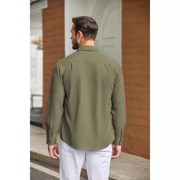 COOFANDY Mens Casual Button Down Shirts Long Sleeve Wrinkle-Free Shirt Lightweight Shirt Jacket