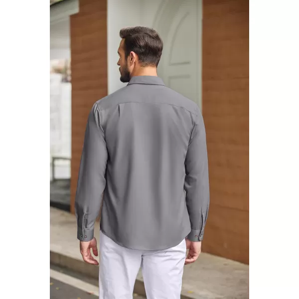 COOFANDY Mens Casual Button Down Shirts Long Sleeve Wrinkle-Free Shirt Lightweight Shirt Jacket