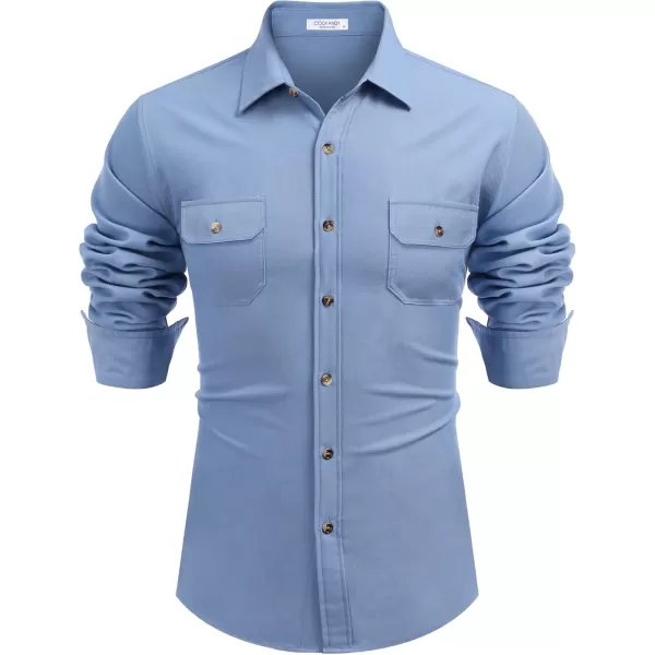 COOFANDY Mens Casual Button Down Shirts Long Sleeve Wrinkle-Free Shirt Lightweight Shirt Jacket