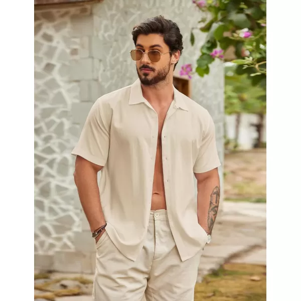 COOFANDY Men's Casual Button Down Shirts Short Sleeve Wrinkle-Free Summer Beach Wear
