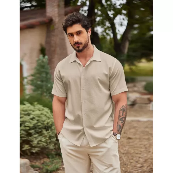 COOFANDY Men's Casual Button Down Shirts Short Sleeve Wrinkle-Free Summer Beach Wear