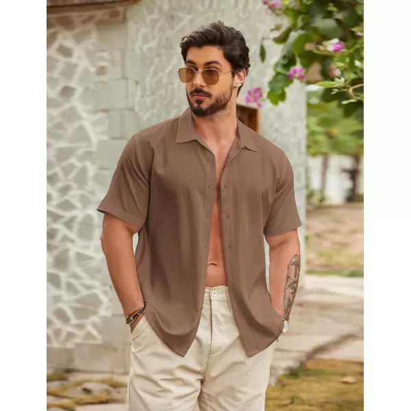 COOFANDY Men's Casual Button Down Shirts Short Sleeve Wrinkle-Free Summer Beach Wear
