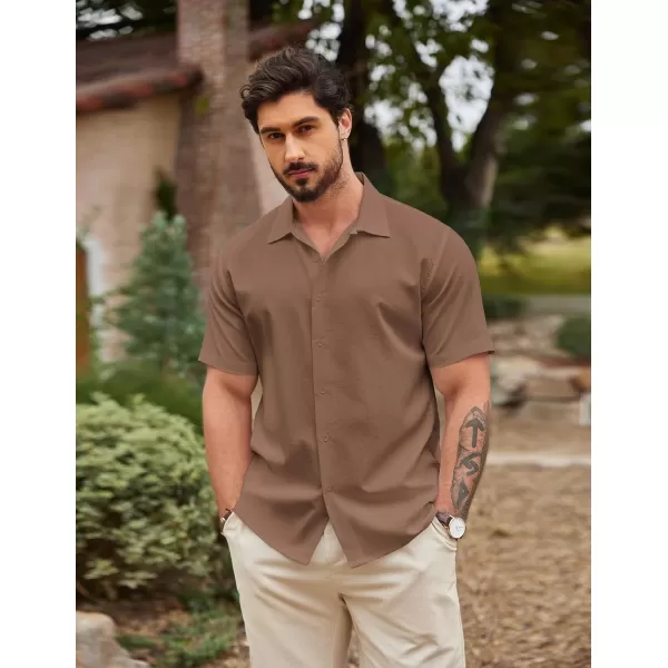 COOFANDY Men's Casual Button Down Shirts Short Sleeve Wrinkle-Free Summer Beach Wear