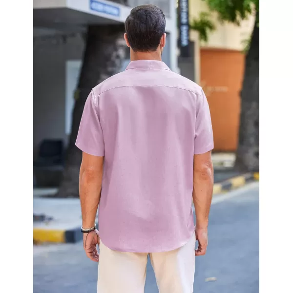 COOFANDY Men's Casual Linen Shirts Short Sleeve Button Down Shirt Summer Beach Tops
